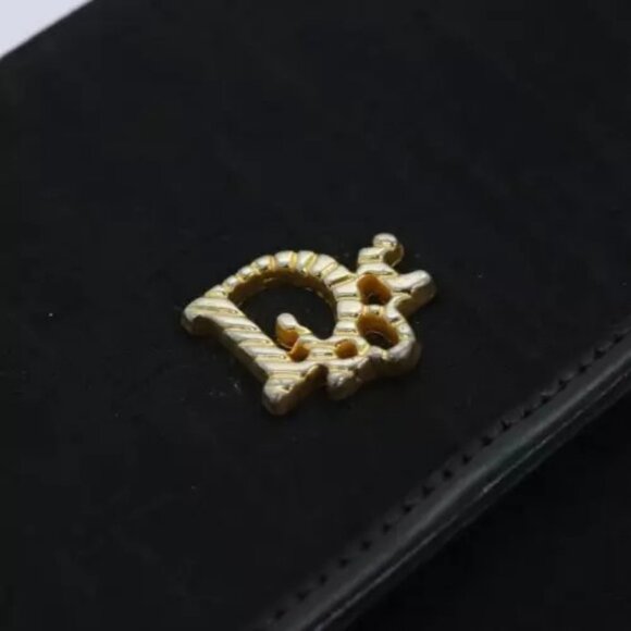 Christian Dior Trotter Canvas Chain Shoulder Bag Gold Black Auth - Picture 5 of 14